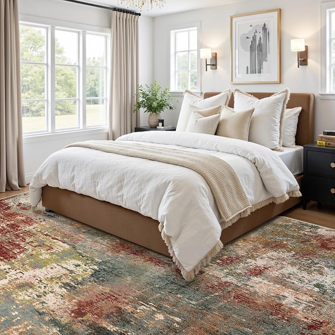 RELEANY Washable Area Rugs 9'x12' Non-Slip Modern Abstract Soft - Image 2