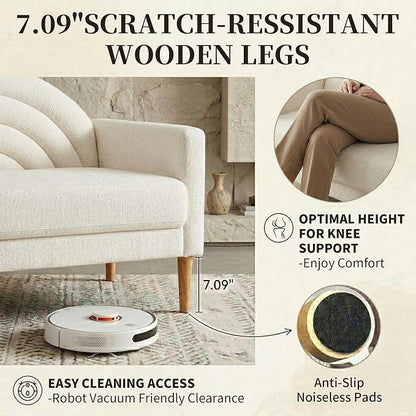 49" Small Loveseat Sofa for Small Spaces, Mid Century Modern Sofa, Linen - Image 7