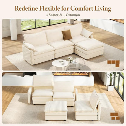 Vesgantti 108" Modular Sectional Sofa, Comfy Cloud Couch - Image 7
