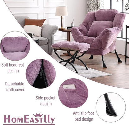 Lazy Chair with Ottoman, Reading Chair with a Pillow, Leisure Sofa Armchair - Image 8