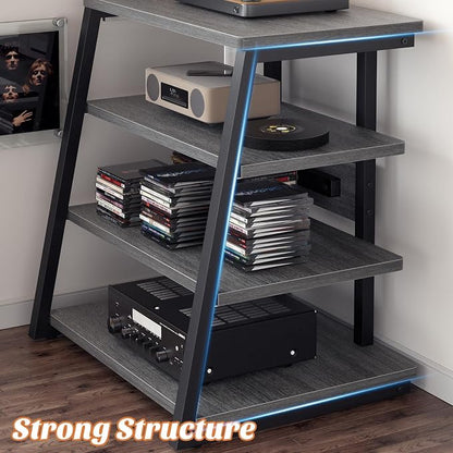 Besiost AV Media Stand with Outlets, Media Console with LED Lights, Stereo - Image 5