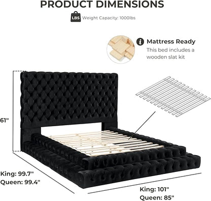 Furniture of America Sable Fabric Upholstered Step Up Queen-Size Platform Bed - Image 3