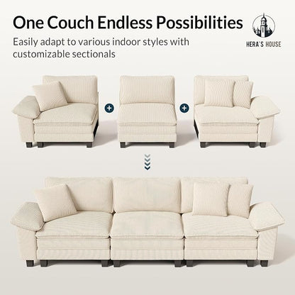 HERA'S HOUSE 124" Modular Sectional Sofa, Oversized L Shaped Couches - Image 7