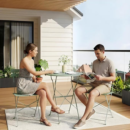 3-Piece Folding Bistro Set, Outdoor Patio Furniture Set - Image 4