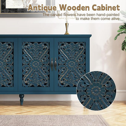 ARTPOWER 61.8" Hollow Carved Wood Accent Cabinet - Image 8