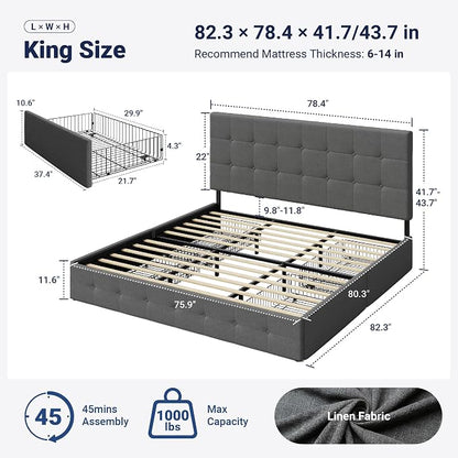 Allewie Upholstered King Size Platform Bed Frame - Image 2