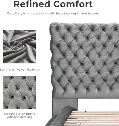 Furniture of America Sable Fabric Upholstered Step Up King-Size Platform Bed - Image 6