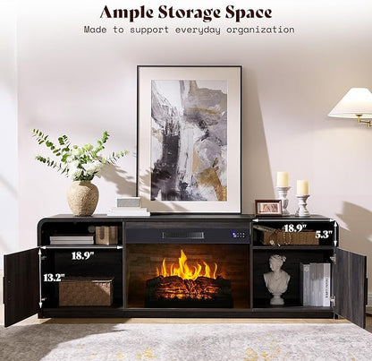 AMERLIFE 70" Fluted Fireplace TV Stand - Image 5
