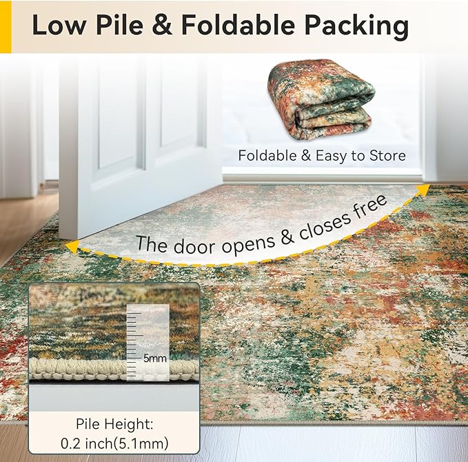 RELEANY Washable Area Rugs 6ft Non-Slip Modern Abstract Soft - Image 6