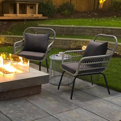 wildformers 3 Pieces Rattan Wicker Bistro Set, Outdoor Conversation Set - Image 7