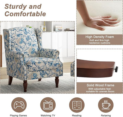 Pia Ricco High Back Floral Accent Chair - Image 4