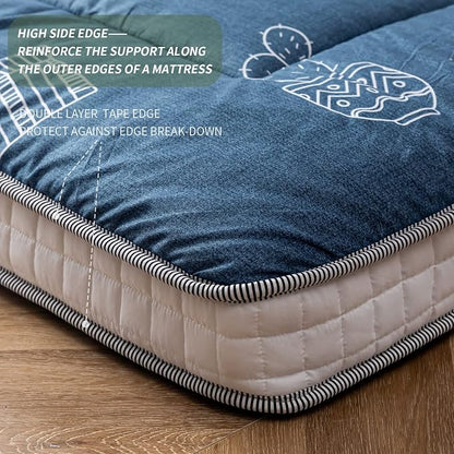 MAXYOYO Grey Cactus Pattern Queen Size Futon Mattress, Japanese Floor Mattress - Image 4