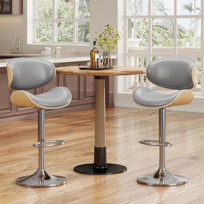 YaFiti Bar Stools Set of 2, Bentwood Adjustable Height Swivel Bar Stools - Image 6