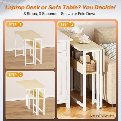 Huuger Folding Desk with Storage Shelf, 31.5 Inch Foldable Computer Table - Image 4