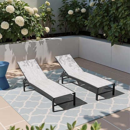 Crestlive Products Pool Lounge Chair Outdoor Set of 2, Chaise Lounge Chairs by CrestliveProducts