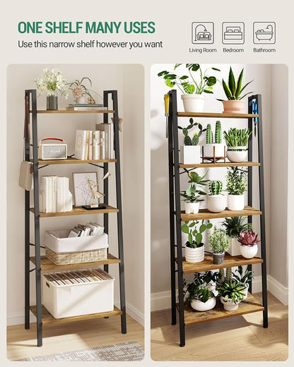Hzuaneri Ladder Shelf, Bookshelf Bookcase, Freestanding Corner Storage Shelve - Image 4