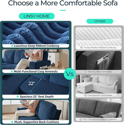LINSY HOME Loveseat Sofa with Pull Out Couch Chaise: 2-in-1 Convertible 2 - Image 6