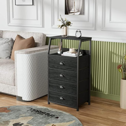 Furnulem Tall 4 Drawers Dresser, Vertical Storage Tower Black Dresser - Image 6