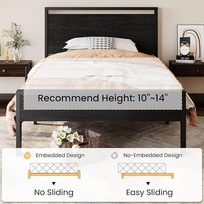 SHA CERLIN 14 Inch Twin Size Metal Platform Bed Frame - Image 7