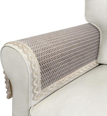 Velvet Couch Arm Cover, Non-Slip Lace Armrest & Backrest Covers, Slipcovers by Becoolifer