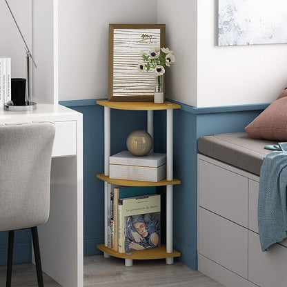 Furinno TURN-N-TUBE Corner Shelf, 3-Tier Corner Bookshelf, Display Storage - Image 2