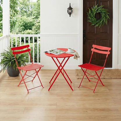 GarveeLife 3 Piece Patio Bistro Set, Folding Patio Bistro Table and Chairs Set - Image 7