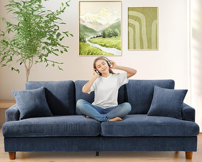 Kidirect 87in Corduroy Couch, Sofa No Tool Assembly, Comfy Couches by Kidirect
