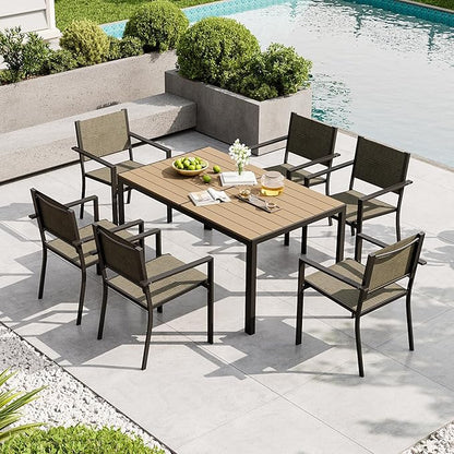 Aoxun 8-Piece Patio Table and Chairs Set & 15ft Patio Umbrella - Image 2