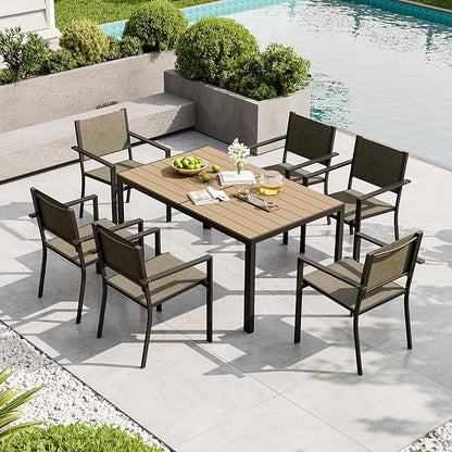 Aoxun 8-Piece Patio Table and Chairs Set & 15ft Patio Umbrella - Image 2