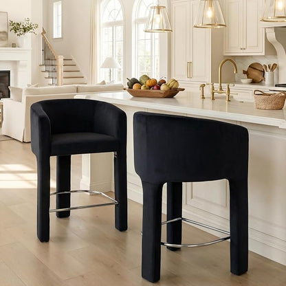 HNY Modern Counter Height Bar Stools Set of 2, Upholstered Barstools by HNY