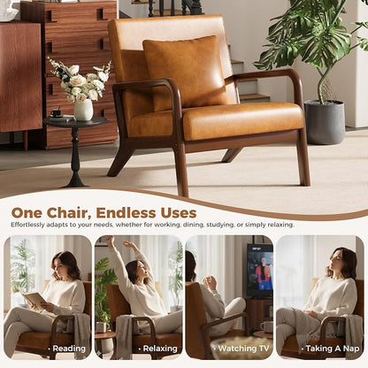 ELUCHANG Mid-Century Modern Chair, Upholstered Accent Chair Reading Arm Chair - Image 7
