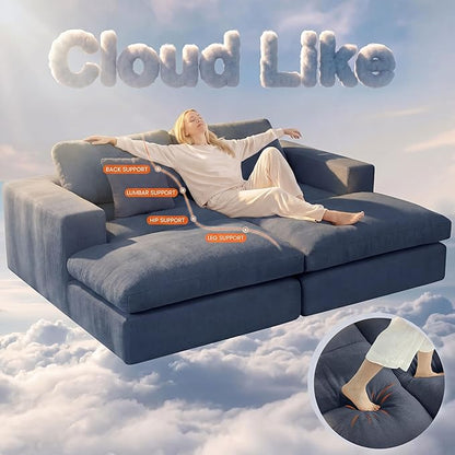 80.7" Oversized Double Chaise Lounge Chair Indoor, Cloud Boneless Sleeper Sofa - Image 4