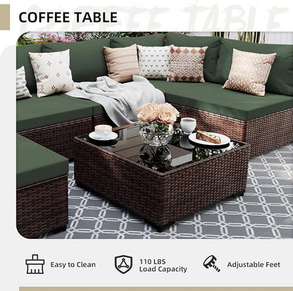 UPHA 9 Pieces Patio Furniture Sets, Wicker Outdoor Sectional Sofa Couch - Image 5