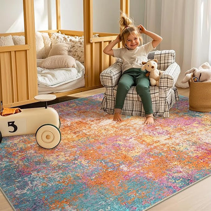 RELEANY Washable Area Rugs 4'x6' Non-Slip Modern Abstract Soft - Image 3