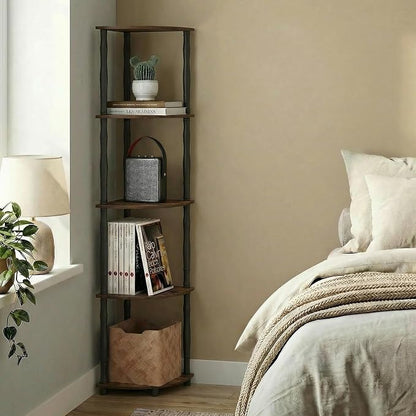 Furinno Turn-N-Tube Storage Shelves, 5-Tier Corner Book Shelf, Standing Corner - Image 4