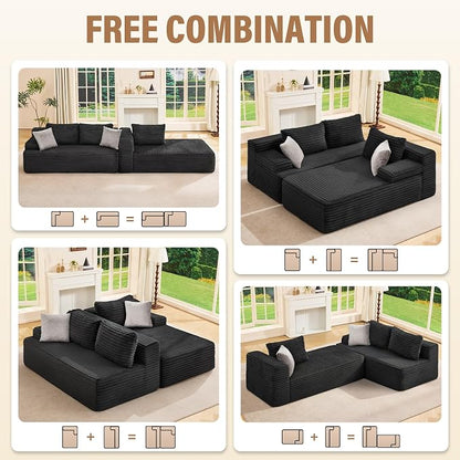 Hobestluk Modular Sectional Sofa Couches L-Shape Couch 3 Seat Modular Sofa - Image 6