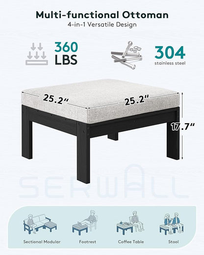 SERWALL Outdoor Ottoman with Cushions - Image 2