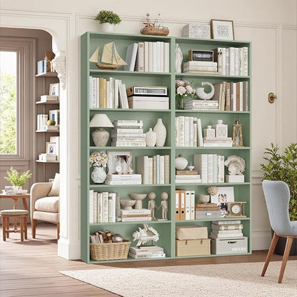 FOTOSOK 6-Tier Open Bookcase and Bookshelf Set of 2, Freestanding Display by FOTOSOK