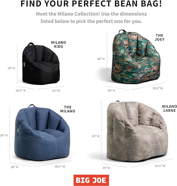 Big Joe Milano Kid's Smartmax Black Beanbag Chair - Image 8