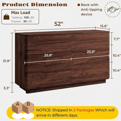 ACCOHOHO 6 Drawer Dresser for Bedroom, Large Storage Chest of Drawers, TV Stand - Image 2
