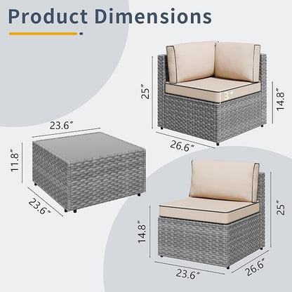 SUNLEI 5pcs Patio Outdoor Furniture Sets Conversation Set, Low Back All-Weather - Image 2