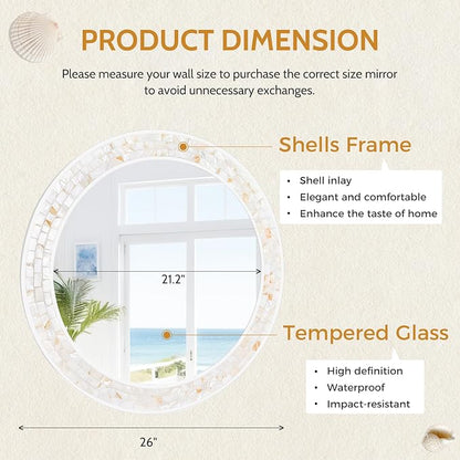 Tanmicoshomy Round Bathroom Mirror 26 Inch, Circle Mirror - Image 4