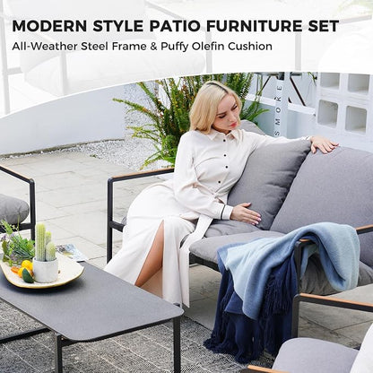 Grand Patio 4-Piece Modern Outdoor Furniture Set, Patio Sofa - Image 2