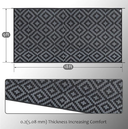 SAND MINE Waterproof Outdoor Rug 9x18 ft, Plastic Reversible Rug, Modern Area - Image 2