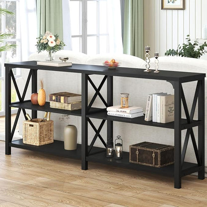 LVB Industrial Entryway Table, Farmhouse Rustic Console Tables Behind Couch - Image 4