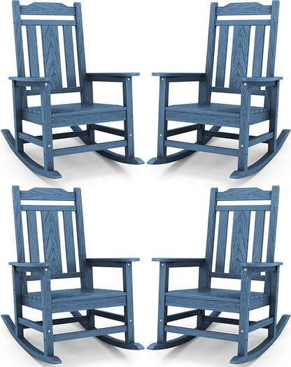 SERWALL Oversized Rocking Chair, HDPE Outdoor Rocking Chairs Set of 4, Patio by SERWALL