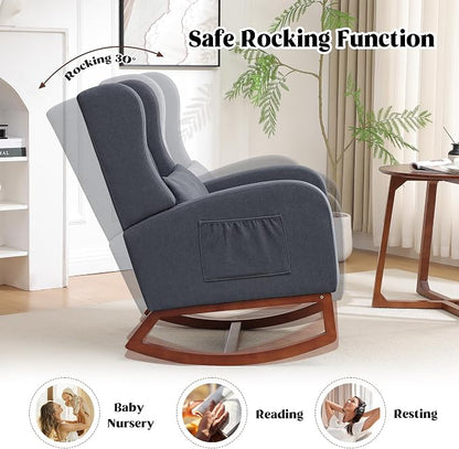 HCHAIRH Nursery Rocking Chair, Wingback Rocking Chair Nursery - Image 4