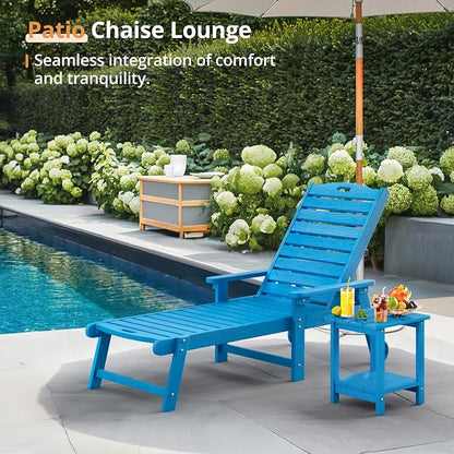 LUE BONA Lounge Chair Outdoor Set of 2, HDPS Chaise Lounge Outdoor - Image 2