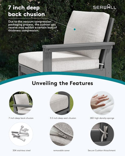 SERWALL HDPE Patio Sofa Set, 4-piece Sectional Outdoor Furniture Set, All - Image 4