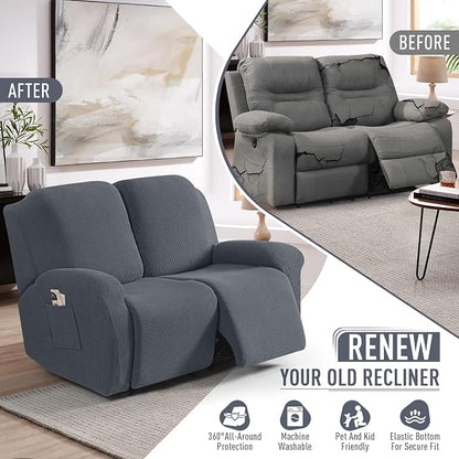 TAOCOCO Recliner Loveseat Slipcover, 6 Pieces Dual Recliner Sofa Covers - Image 4